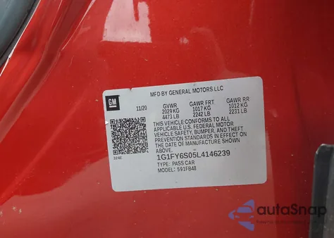 2020 Chevrolet Bolt Ev Fwd Lt from USA, damaged, VIN 1G1FY6S05L4146239